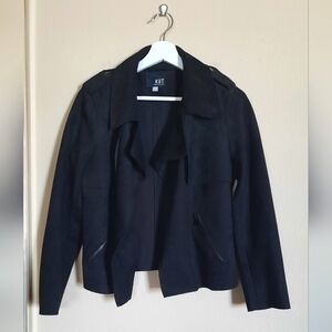 Kut from the Kloth Faux Suede Women's Black Jacket Soft Edgy Chic Modern